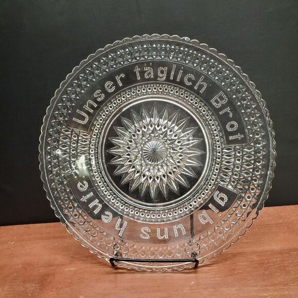 Vintage Glasteller Pressglass German Daily Bread Plate - Picture 6 of 6